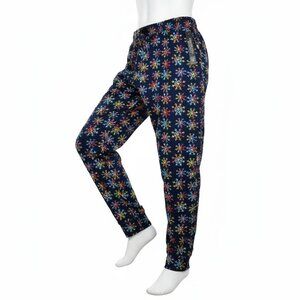 Leggings Depot Jogger Pants Womens Plus 3XL Navy Snowflake Fleece Lounge Pockets